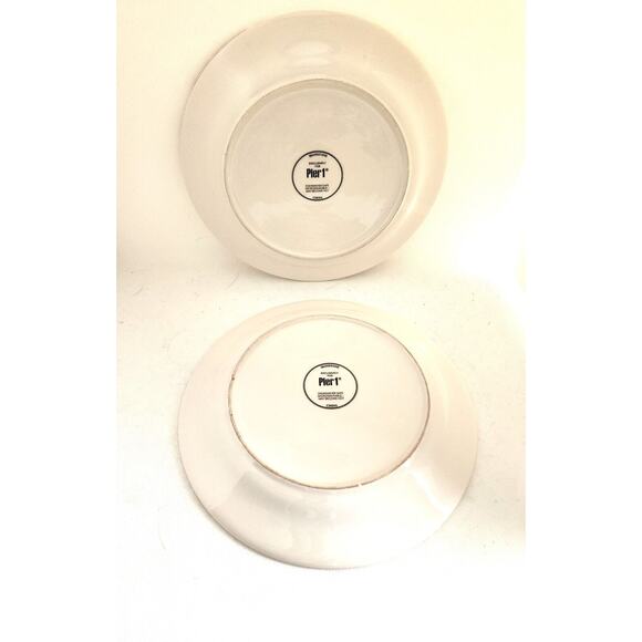 Plates-Pier 1-Salad/Dessert-Floral-Cream with Coral Flowers-Buffet-Set of 2 - Picture 4 of 8